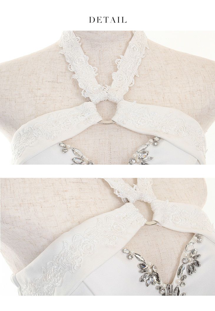 ROBEdeFLEURS Glossy[ローブドフルール グロッシー]ホルターネック×前ファスナー セットアップドレス[1584]