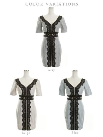 ディア バイ ローブドフルール [DEA] 1519前ファスナー  ベルトデザイン ドレス