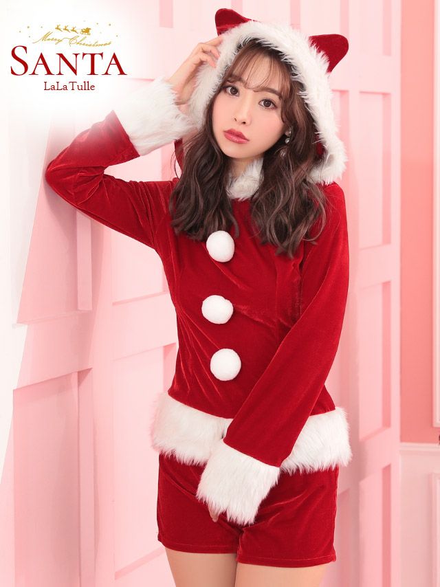 [サンタコスプレ SET]猫耳フーディー＆ショートパンツ セットアップ サンタコス[久保七瀬]