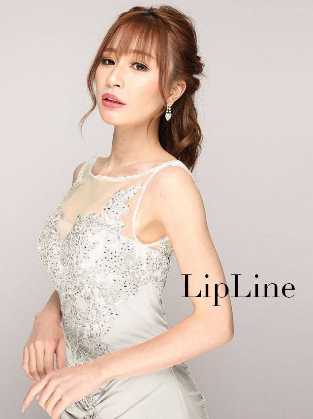 Lip line リップライン ロングドレス ホワイト×ベージュ - スーツ