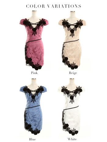 ROBEdeFLEURS Glossy[ローブドフルール グロッシー]フラワー ベロア レース× セットアップ ミニドレス[1555]