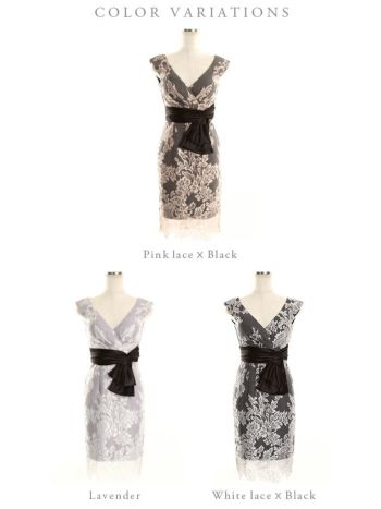 ディア バイ ローブドフルール [DEA] 1764 リボン ベルトデザイン  総レース  ミニドレス