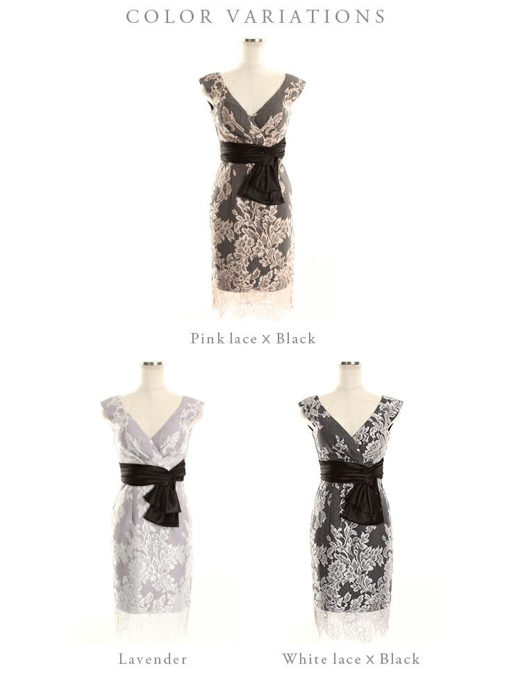 ディア バイ ローブドフルール [DEA] 1764 リボン ベルトデザイン  総レース  ミニドレス