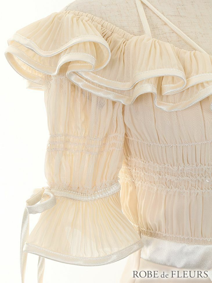 ROBEdeFLEURS ローブドフルール スパンコール付きシフォン×シャーリング タイト ミニドレス[1767]