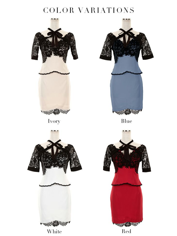 ROBEdeFLEURS Glossy[ローブドフルール グロッシー]立体フラワー レース× ストレッチ ミニドレス[真優川咲][1841]