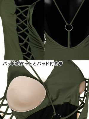 [LaLaTulle select]サイド編み上げワンピースビキニ (2color) (M)