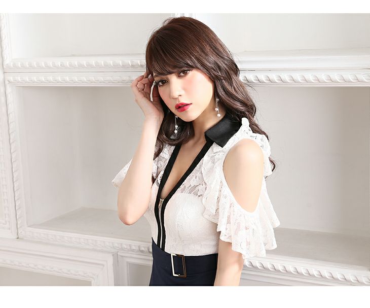 ディア バイ ローブドフルール [DEA] 1738シャツ 襟デザイン  オフショル ドレス