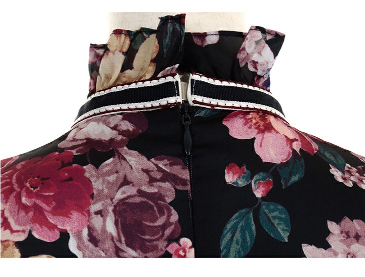 ROBEdeFLEURS ローブドフルール チョーカー風× フラワープリント タイト ミニドレス[1847]