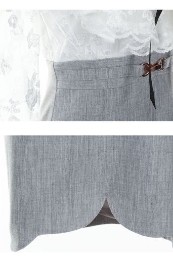 ROBEdeFLEURS ローブドフルール 刺繍 チュールレース× ロングスリーブ タイト ミニドレス[1791]