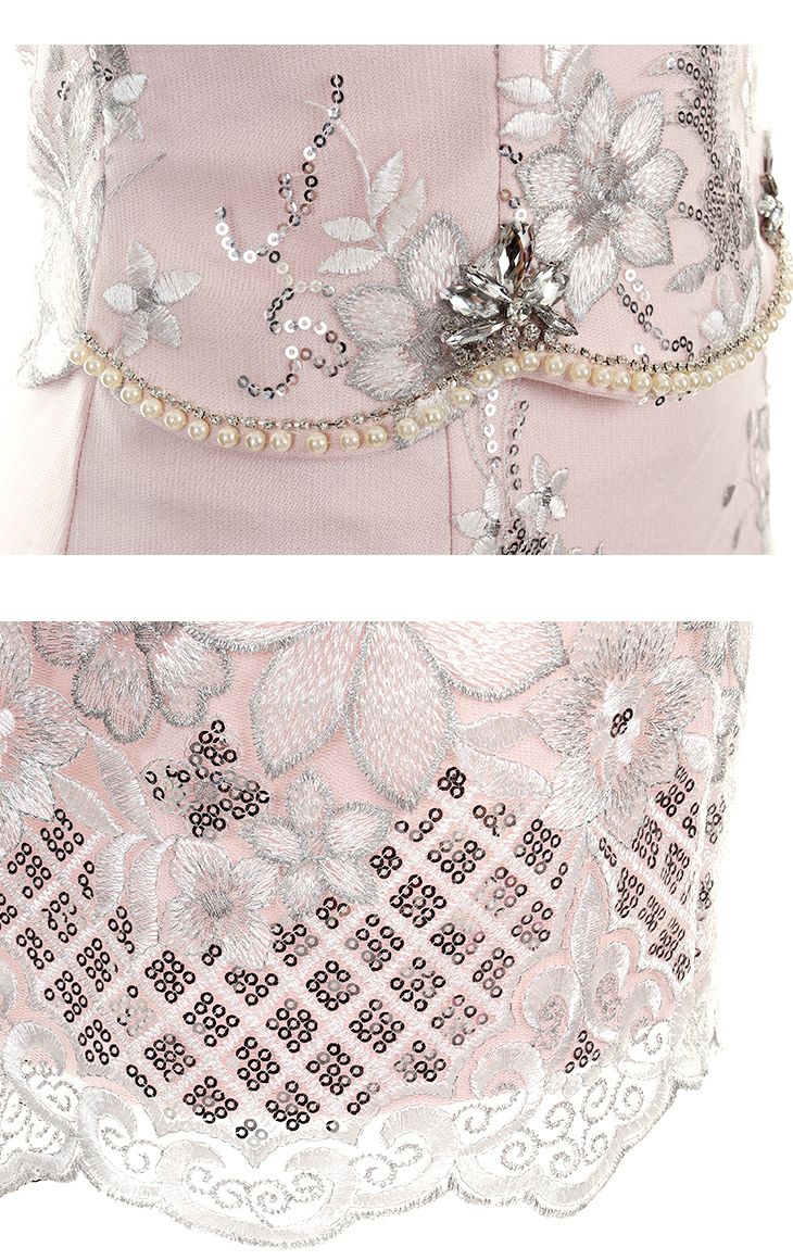 ROBEdeFLEURS ローブドフルール スパンコール 刺繍レース× セットアップ タイト ミニドレス[1811]