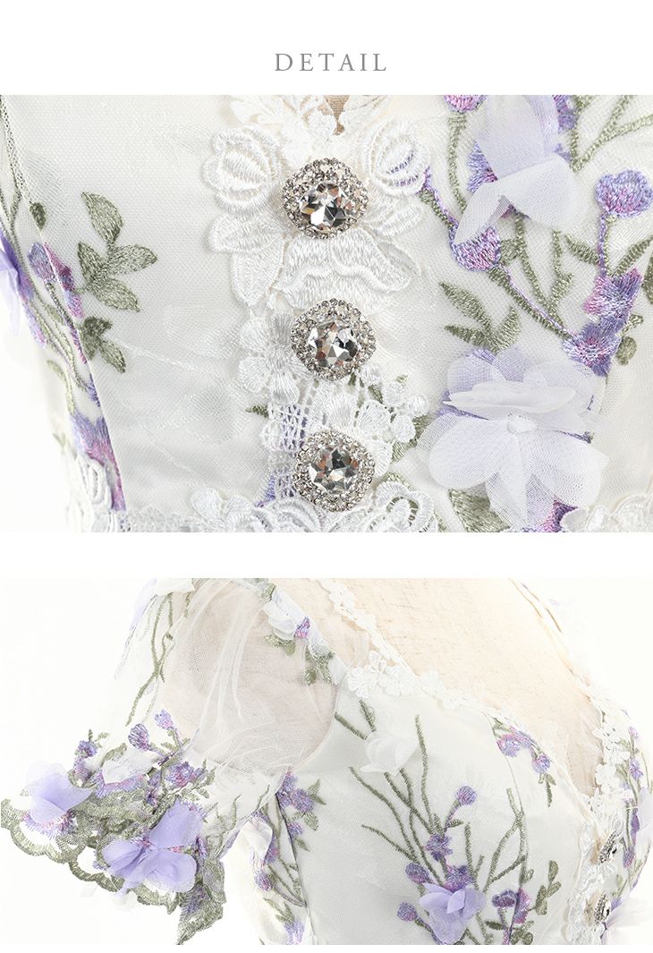 ROBEdeFLEURS/ローブドフルール】立体 フラワー 刺繍レース×袖あり