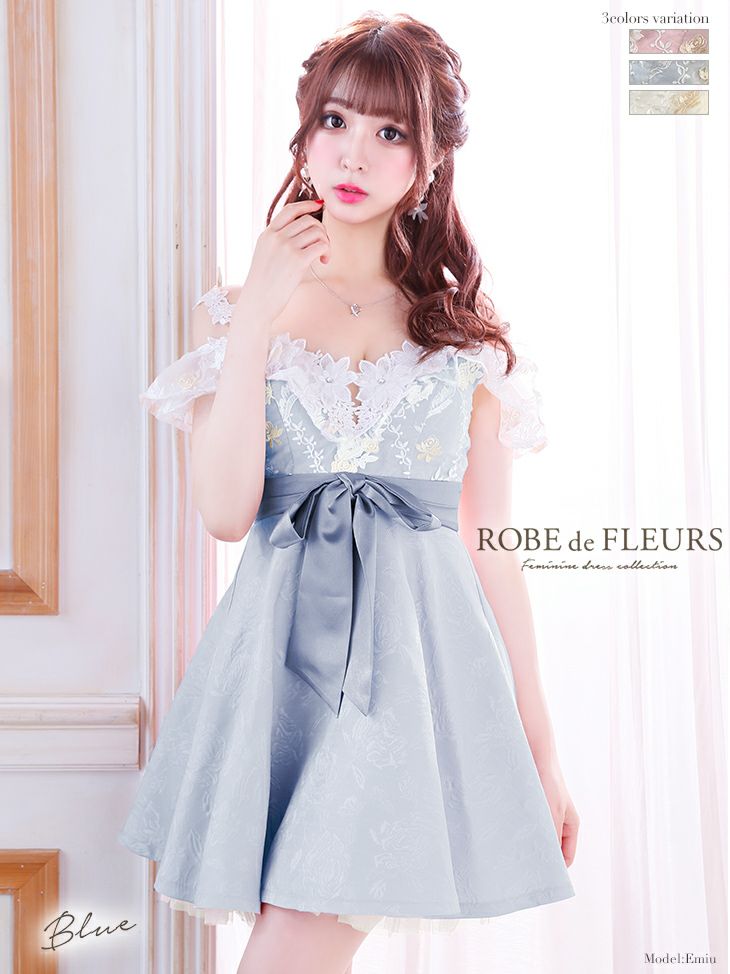 未使用＊ROBE de FLEURS＊ジャガードフラワー＊レースアップ＊ドレス