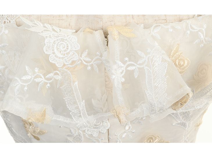 ROBEdeFLEURS ローブドフルール ローズジャガード× フラワーレース フレア ミニドレス[1895]