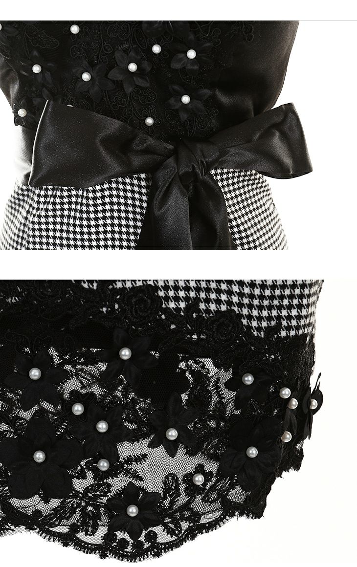 ROBEdeFLEURS/ローブドフルール】千鳥格子×フラワーモチーフ