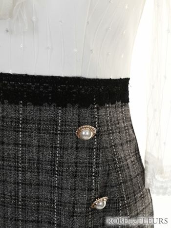 ROBEdeFLEURS ローブドフルール グレンチェック×首元リボン タイト ミニドレス[1870]