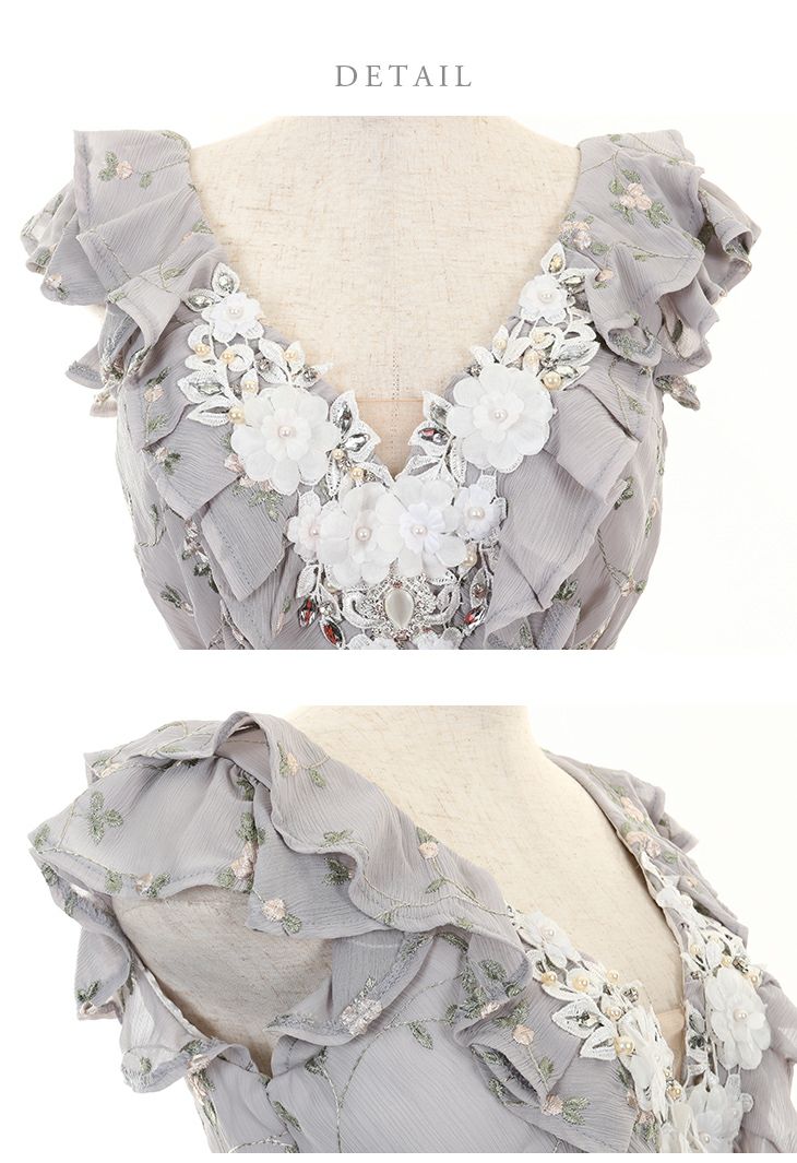 ROBEdeFLEURS ローブドフルール 立体 フラワーレース×ジャガード フレア ミニドレス[1896]