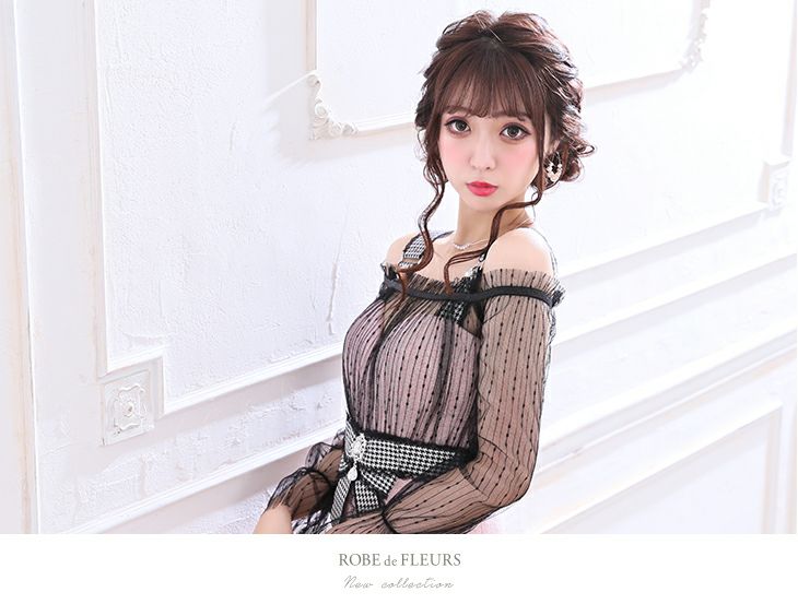 ROBEdeFLEURS ローブドフルール ニット ツイード×ストレッチ タイト ミニドレス[1881]