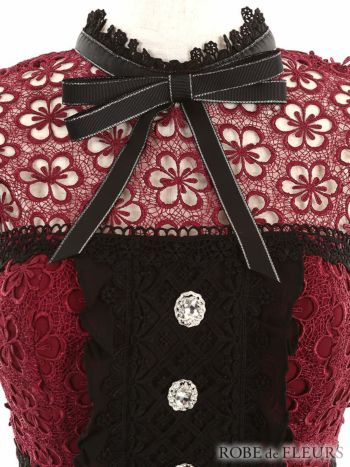 ROBEdeFLEURS ローブドフルール フラワーケミカルレース×クラシカル タイト ミニドレス[1882]