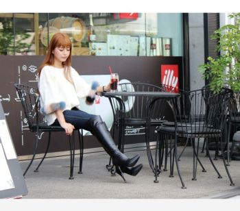 COMEX[コメックス]ポインテッドトゥ ピンヒール ニーハイ ロングブーツ[スムースブラック][11.5cmヒール][5632-0]