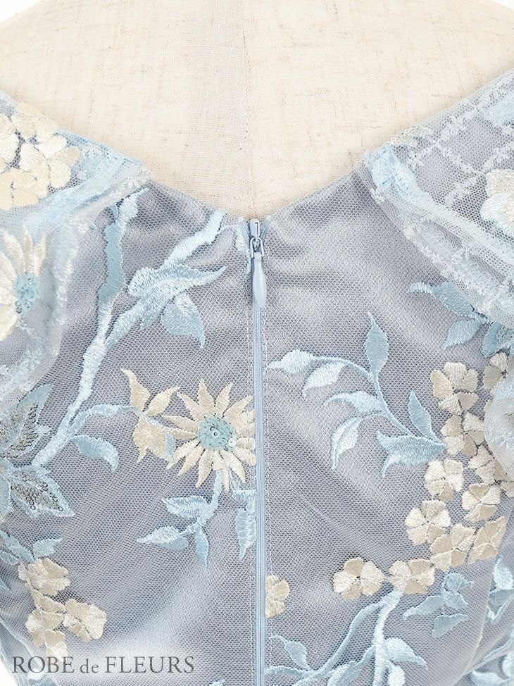 ROBEdeFLEURS ローブドフルール スパンコール 刺繍レース× フリルスリーブ タイト ミニドレス[1945]