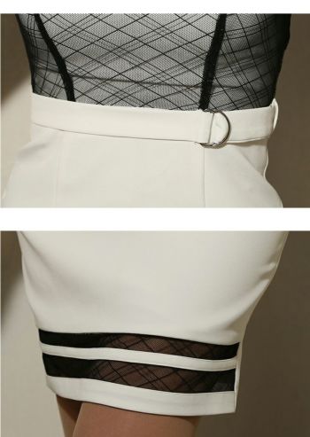 ROBEdeFLEURS Glossy[ローブドフルール グロッシー]襟ビジュー× 七分袖 ストレッチ ミニドレス[XS/Lあり][真優川咲][1722]