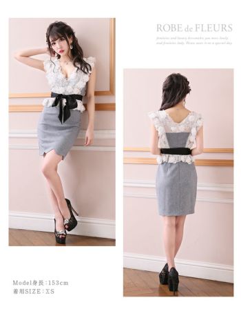 ROBEdeFLEURS ローブドフルール 立体 フラワー× ペプラム タイト ミニドレス [1902]