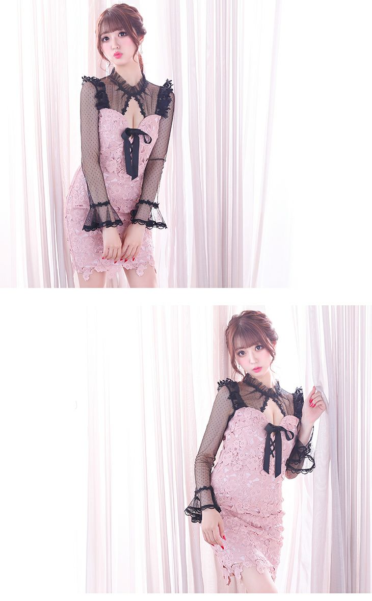 ROBEdeFLEURS/ローブドフルール】バストレースアップ×ドット 袖あり