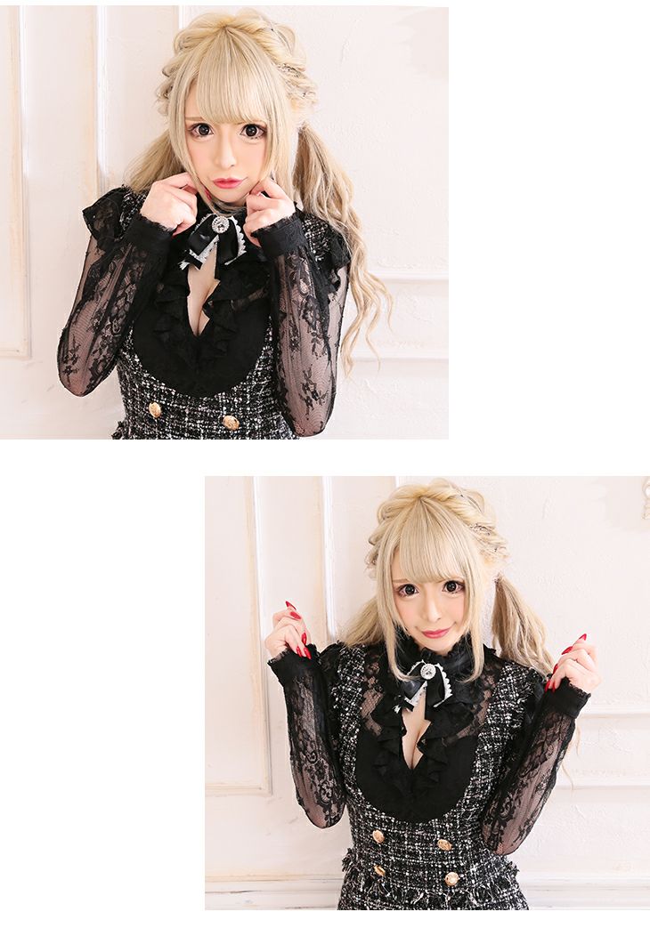 an ドレス　M ツイード　ブラック　ローブドフルール ROBEdeFLEURS/ローブドフルール】ツイード×スカートパンツ