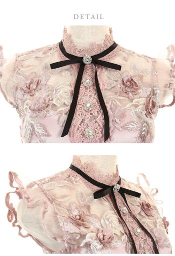 ROBEdeFLEURS ローブドフルール 刺繍レース×ラグジュアリー台形 ミニドレス [1966]