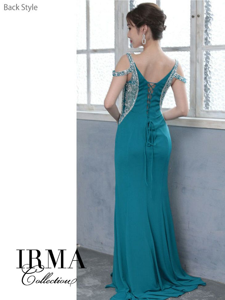 IRMA イルマ ドレス 91546 サイドシアービジューリット入りロングドレス (2color) (Mサイズ) [送料無料]