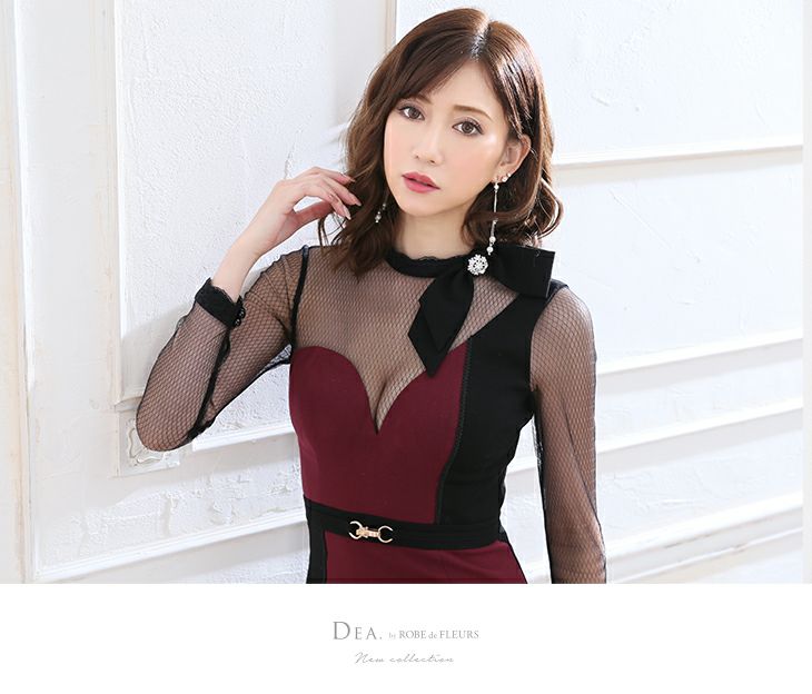 DEA.by ROBE de FLEURS/ディア】バイカラー切替×ベルトデザイン タイト