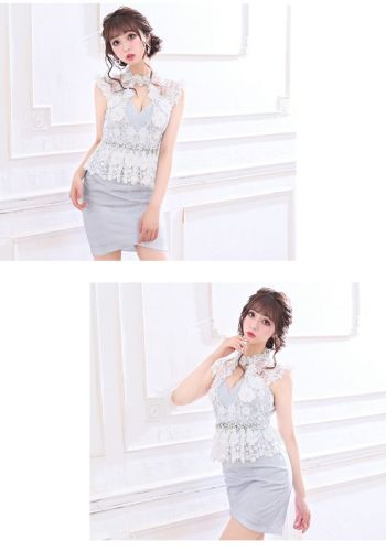 ROBEdeFLEURS ローブドフルール ラグジュアリー× ペプラム タイト ミニドレス [1968]