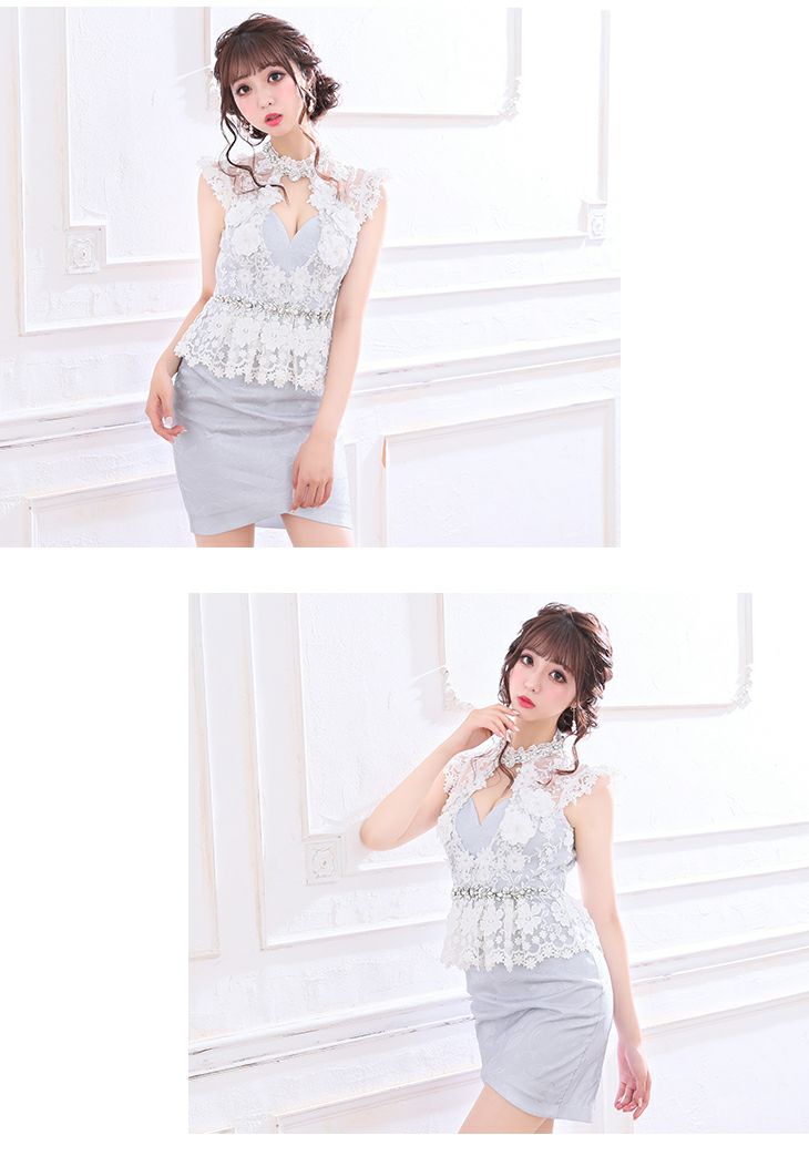 ROBEdeFLEURS ローブドフルール ラグジュアリー× ペプラム タイト ミニドレス [1968]