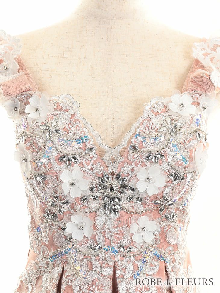 ROBEdeFLEURS [ローブドフルール]ラグジュアリーレース ペプラム ミニドレス[2034]