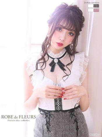 ROBEdeFLEURS ローブドフルール チョーカー風×台形 ミニドレス[ペチコート付] [2024a]