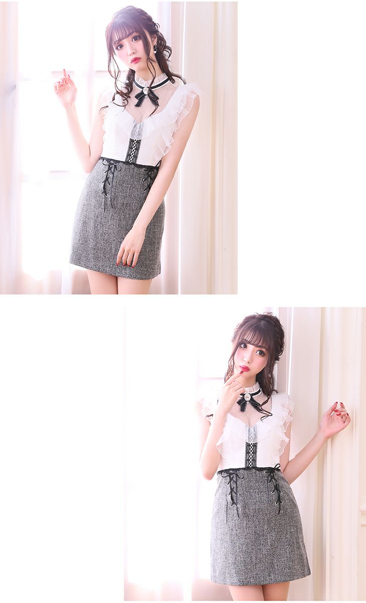 ROBEdeFLEURS ローブドフルール チョーカー風×台形 ミニドレス[ペチコート付] [2024a]