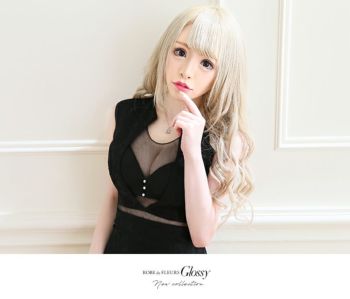 ROBEdeFLEURS Glossy[ローブドフルール グロッシー]チュール切り替え× レース ピンク ミニドレス[美咲キララ][2030pk]