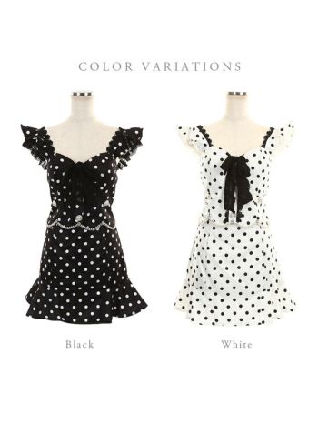 ROBEdeFLEURS ローブドフルール モノトーンドット× スカートパンツ セットアップドレス[2040]