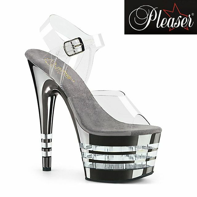 【美品】Pleaser クリア ハイヒール23.5cm 23 23.5 cm Pleaser プリーザー ヒール ミュール サンダル 厚底