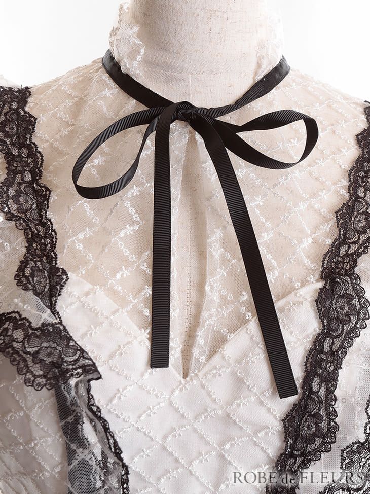 ROBEdeFLEURS ローブドフルール ビーズ 刺繍レース×バイカラー タイト ミニドレス[2081]