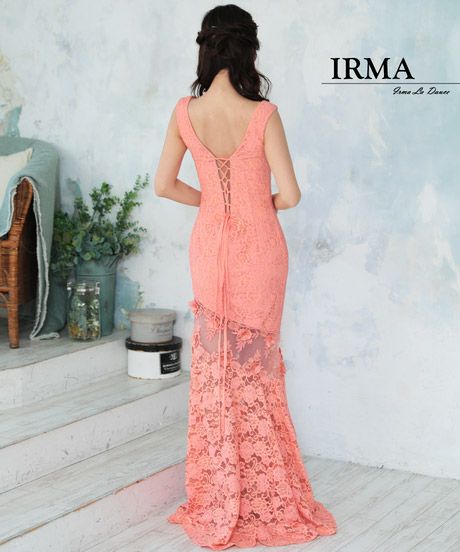 キャバドレス IRMA イルマ 95591 ワンカラーレースシアーロングドレス(4color)(9号サイズ)[送料無料]