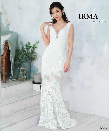 キャバドレス IRMA イルマ 95591 ワンカラーレースシアーロングドレス(4color)(9号サイズ)[送料無料]