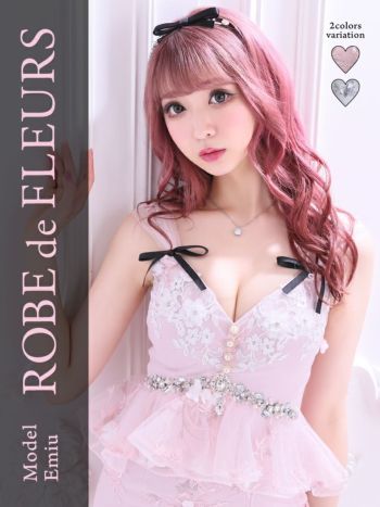 ROBEdeFLEURS/ローブドフルール】立体 フラワーレース×ペプラム タイトミニドレス[ピンク][えみう/高級キャバドレス着用][1949bpk]  | キャバドレス 通販 LaLaTulle