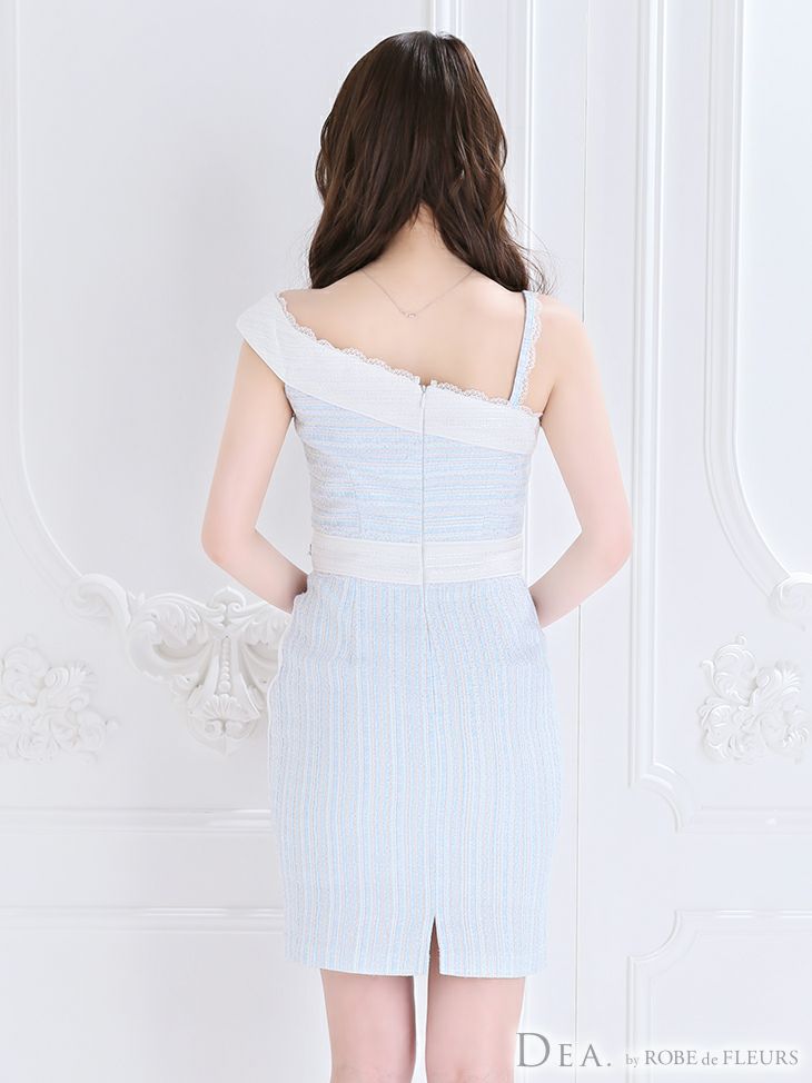 ディア バイ ローブドフルール [DEA] 2130 ラメ ツイード  アシンメトリー  ミニドレス