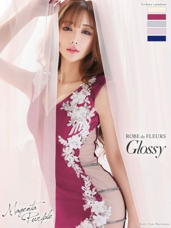 ROBEdeFLEURS Glossy[ローブドフルール グロッシー]ワンカラー ノースリーブサイドヌーディー ミニドレス[真優川咲][2006]