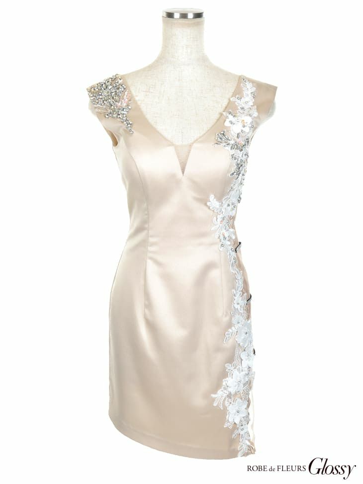 ROBEdeFLEURS Glossy[ローブドフルール グロッシー]ワンカラー ノースリーブサイドヌーディー ミニドレス[真優川咲][2006]