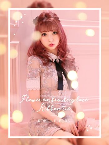 ROBEdeFLEURS ローブドフルール フラワー刺繍×リボンタイドレス[2090]