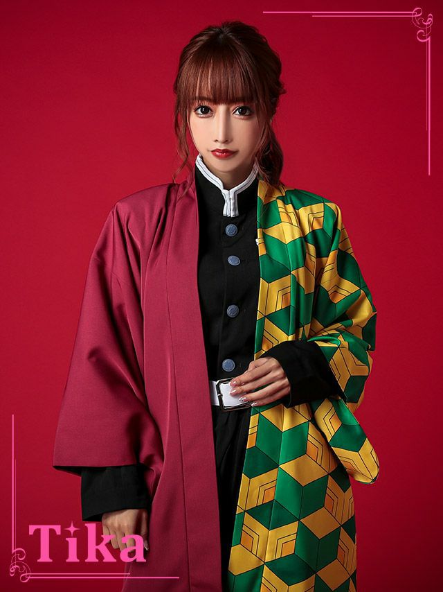コスプレ】鬼滅の刃冨岡義勇 半々羽織キャラクター ハロウィンコスプレ 