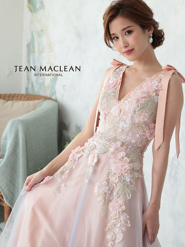 1687＊フラワー総刺繍/リボンチョーカー/ハイネックドレスwhM （momo様  