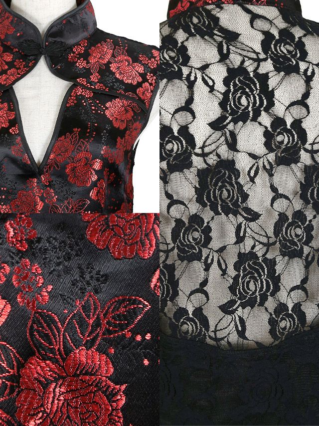 [SALE] [コスプレ] フラワーレースセクシータイトスリットチャイナドレス [1点セット] (ワンピース)